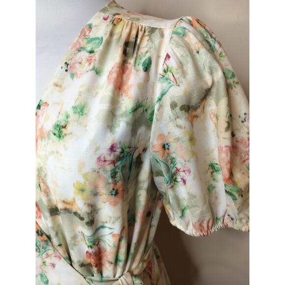 Alex Marie Floral Wrap Dress Midi Short Sleeve Cottage Boho - Picture 5 of 13